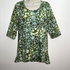 Su Placer Top Women's Small Tunic Colorful Floral Pullover Artsy Casual